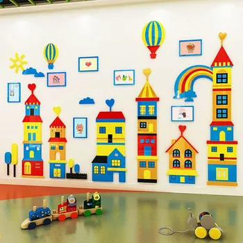 

Children's room decorated 3D acrylic stereo wall sticker Cartoon nursery Living room bedroom stickers Kindergarten wallpaper