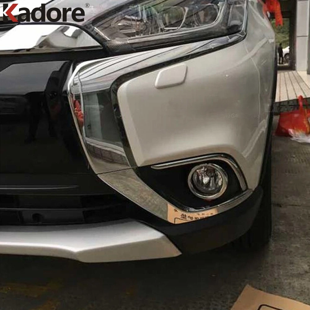 Автомобиль Стайлинг для Mitsubishi Outlander 2016 2017 ABS Chrome круглую переднюю Туман свет лампы крышка планки головы Foglight рамка 2 шт