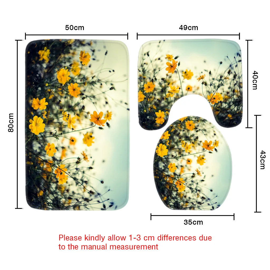 3 шт набор ковриков для ванной с рисунком розы, коврик для туалета для трех комплектов ковриков для ванной, Противоскользящие коврики для ванной комнаты и ковры