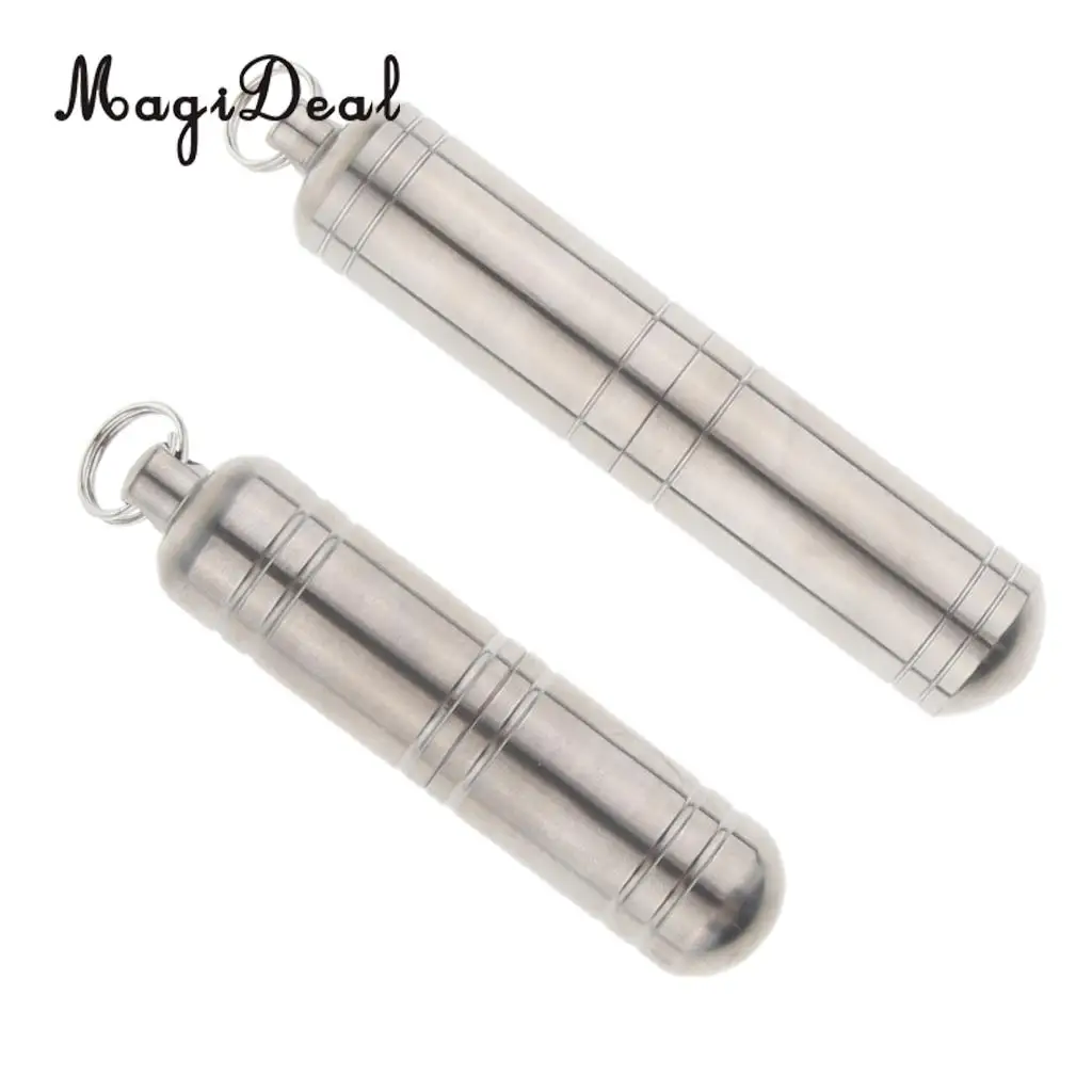 

Titanium Keychain Waterproof Pill Box Container Outdoor Camping Travel Pocket Emergency Tool
