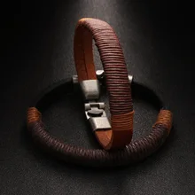 Винтажные кожаные браслеты для женщин, стиль панк, кожаный браслет и браслет, мужской браслет, обёрточная бумага, мужские манжеты, браслет, ювелирные изделия