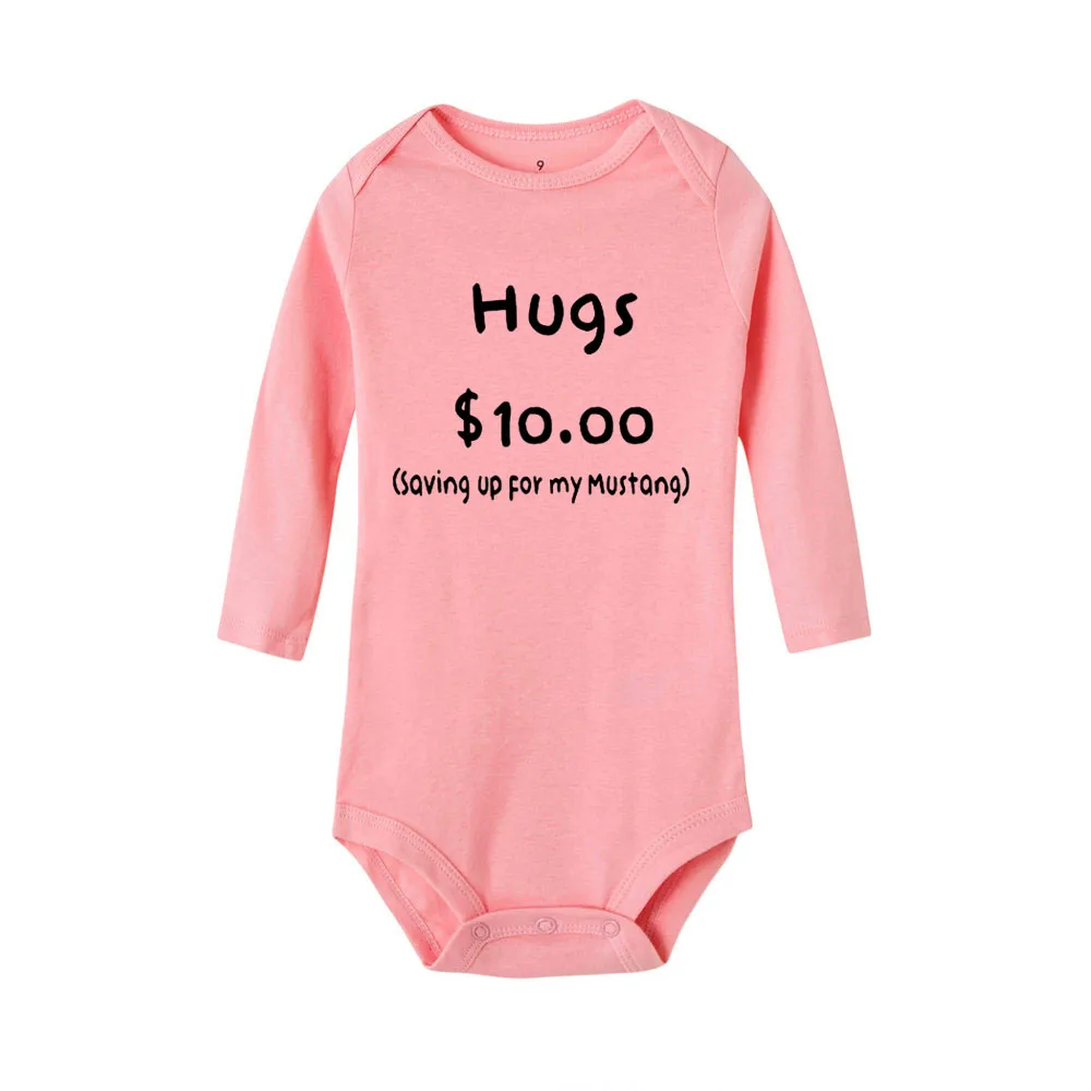 Забавная Одежда для новорожденных 10 боди с надписью «My Mustang» и длинными рукавами для маленьких мальчиков и девочек