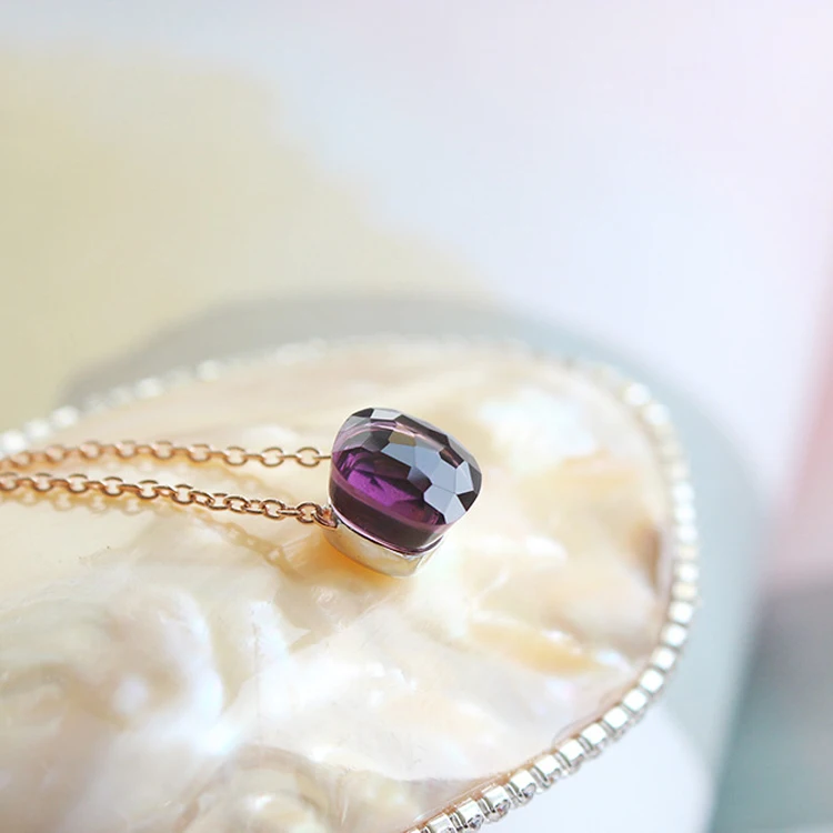 Высокое качество многогранное многоцветное квадратное Серебрянное Ожерелье Подвеска ключица цепочка на шею; ожерелье для женщин модные ювелирные изделия