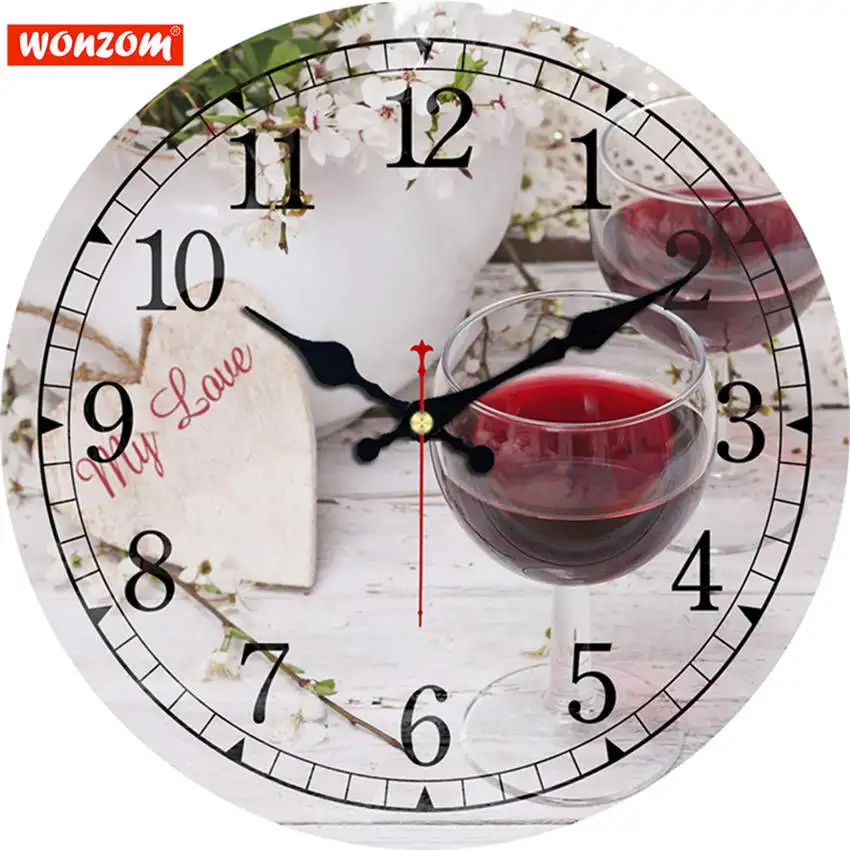 Rétro Vintage Cooking With Love Design 34 cm Rond Shabby Chic Horloge murale Nouveau