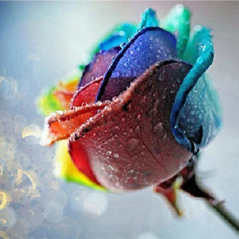 

5D DIY Full Drill Round Colorful Dripping Rose Pattern Diamond Painting Diamond Embroidery Mosaic Stickers Cross Stitch