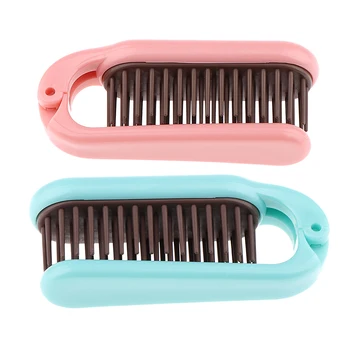 

Blue + Pink Portable Folding Hairbrush Anti-static Pocket Detangling Massage Travel Comb