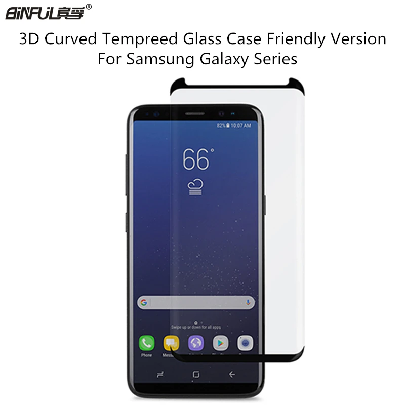 BINFUL 9H 3D Curved Screen Protector Film For Samsung Galaxy S8 S9 Plus Note 8 9 Case Friendly Tempered Glass ( Not Full Cover ) | Мобильные