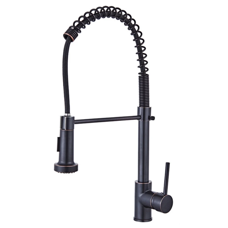 

Kitchen Sink Faucet Black Pull Out Mixer 2-Function Water Outlet Rotatable Swivel Water Tap