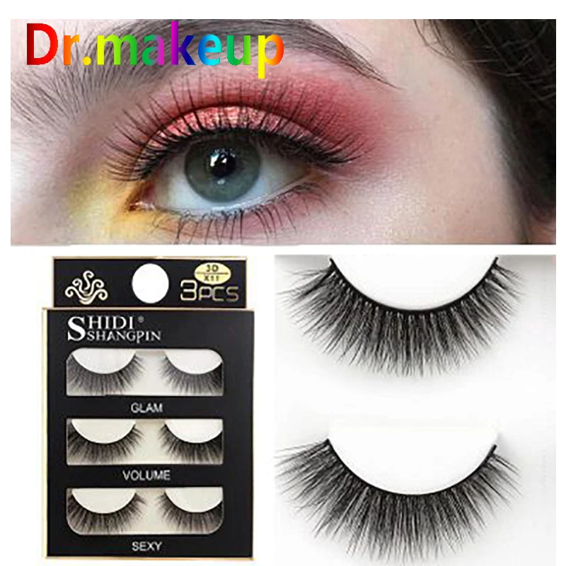 

False Eyelashes Soft Natural Long Eye Makeup 3 Pairs Mink Lashes Eyelash Extension Mink Eyelashes Make Up Beauty Tools Wholesale