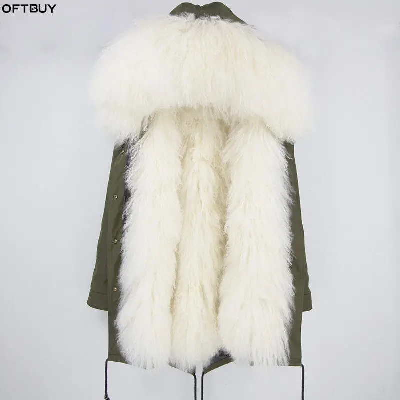 

OFTBUY 2019 Long Parka Winter Jacket Women Real Fur Coat Natural Mongolia Sheep Fur Thick Warm Parkas Hood Plus Size Streetwear