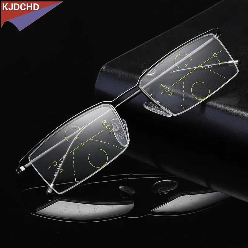 Титановый сплав для мужчин и женщин асимптотически Мультифокальные Прогрессивные очки для чтения не сферические линзы очки для чтения