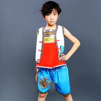 

chinese national costumes for boys minority clothing miao clothes for children minority dance suit for boys performance