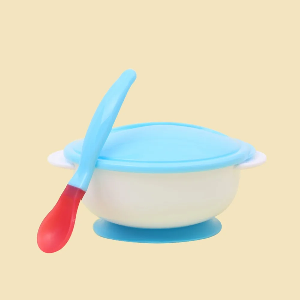 Infant Baby Feeding Bowl With Sucker + Temperature Sensing Training Spoon Baby Suction Bowl Tableware Set Kids Food Bowl Dishes Infant Baby Feeding Bowl With Sucker + Temperature Sensing Training Spoon Baby Suction Bowl Tableware Set Kids Food Bowl Dishes
