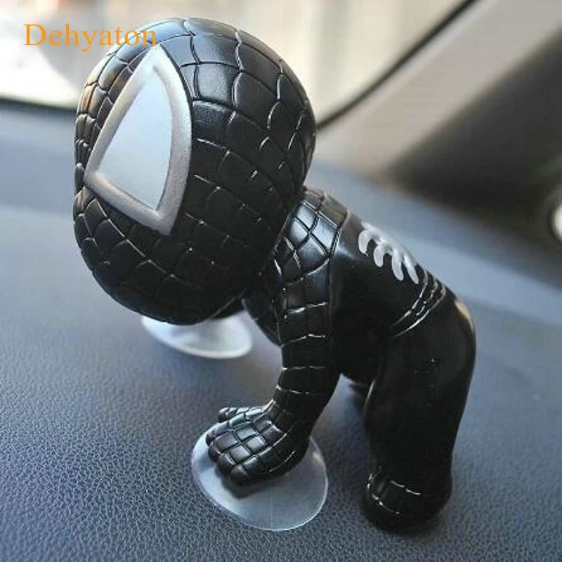Dehyaton 360 Вращающаяся симпатичная 3D наклейка с человеком-пауком, с присосками, автомобильная наклейка на заднее стекло, авто украшение, наклейка для куклы