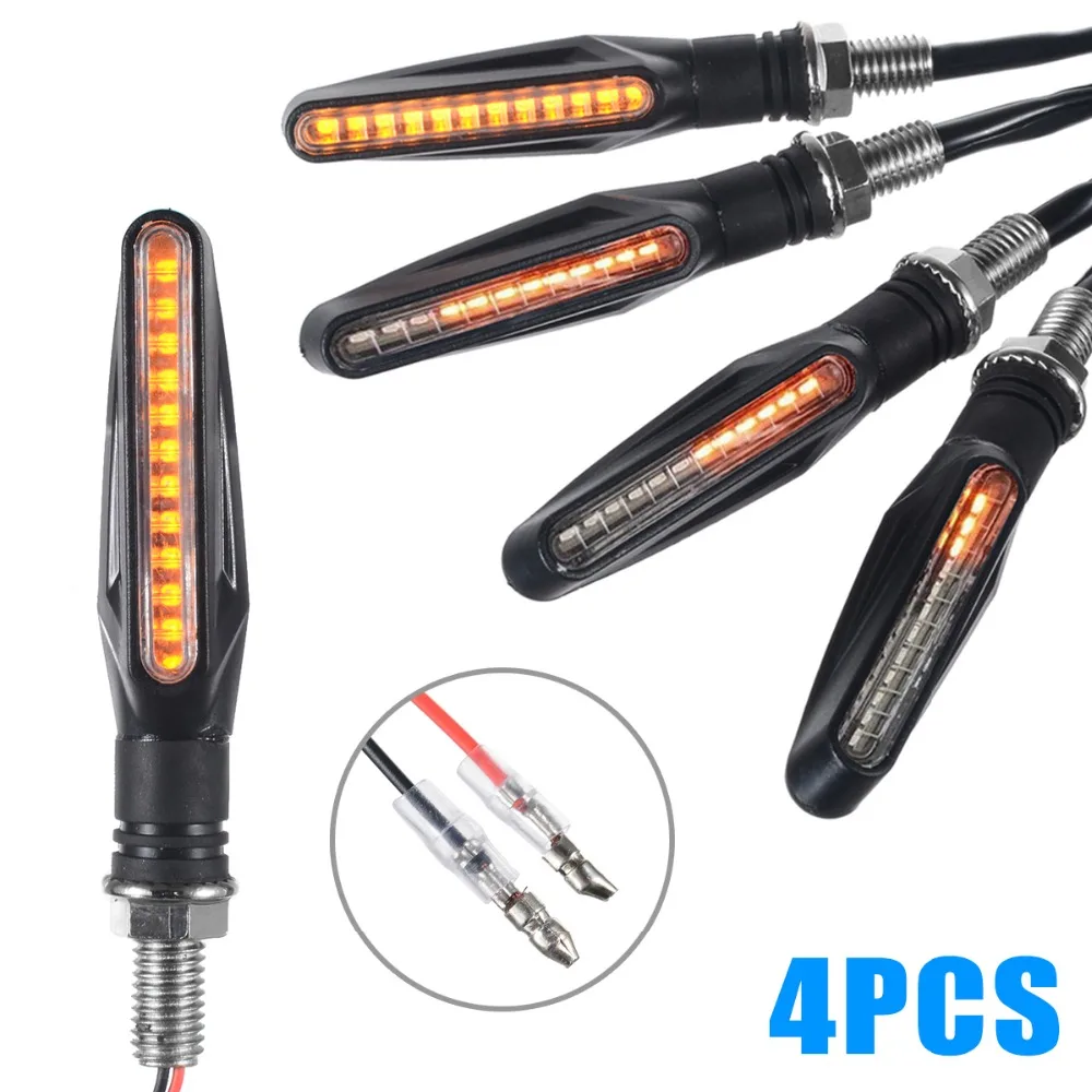 Mayitr 4pcs 12LED Amber Universal Motorcycle Flowing Water Turn Signal ...