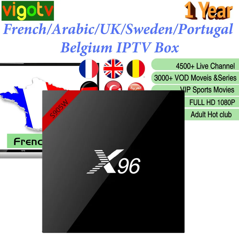 

1 Year Vigotv X96 Android 7.1 Smart IPTV Box 4500 Live Europe French Italy UK German Arabic Belgium Sweden Poland IPTV M3u