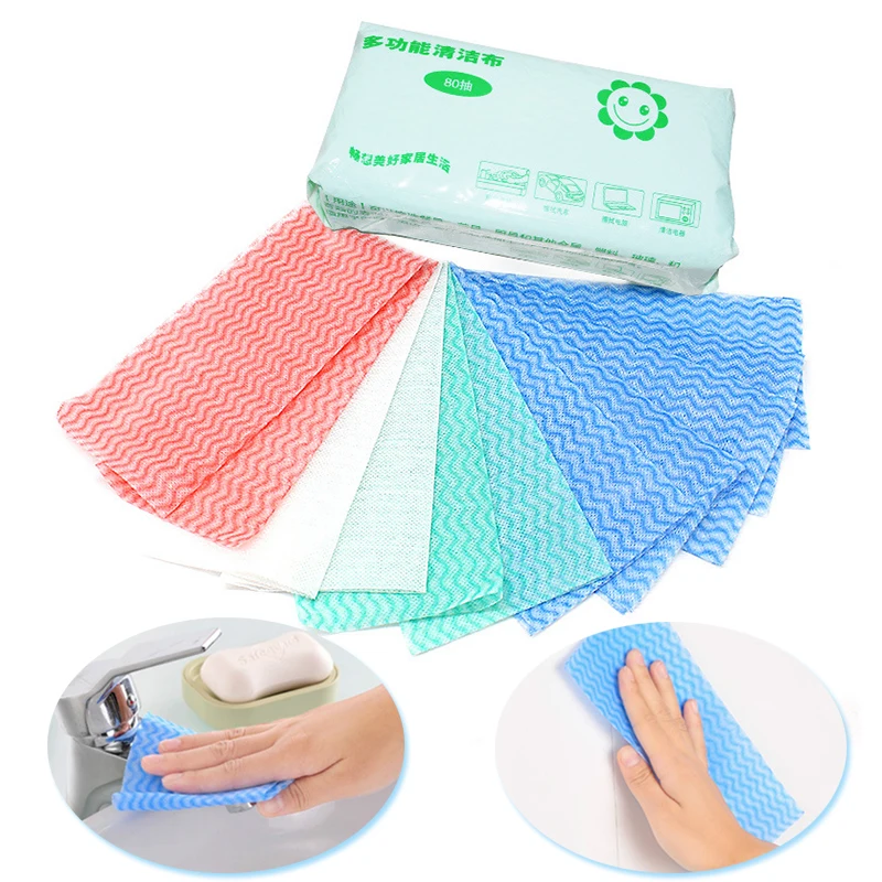 80PCS/Bag Non woven Dish Cloth Towel Disposable Cleaning Cloth Eco