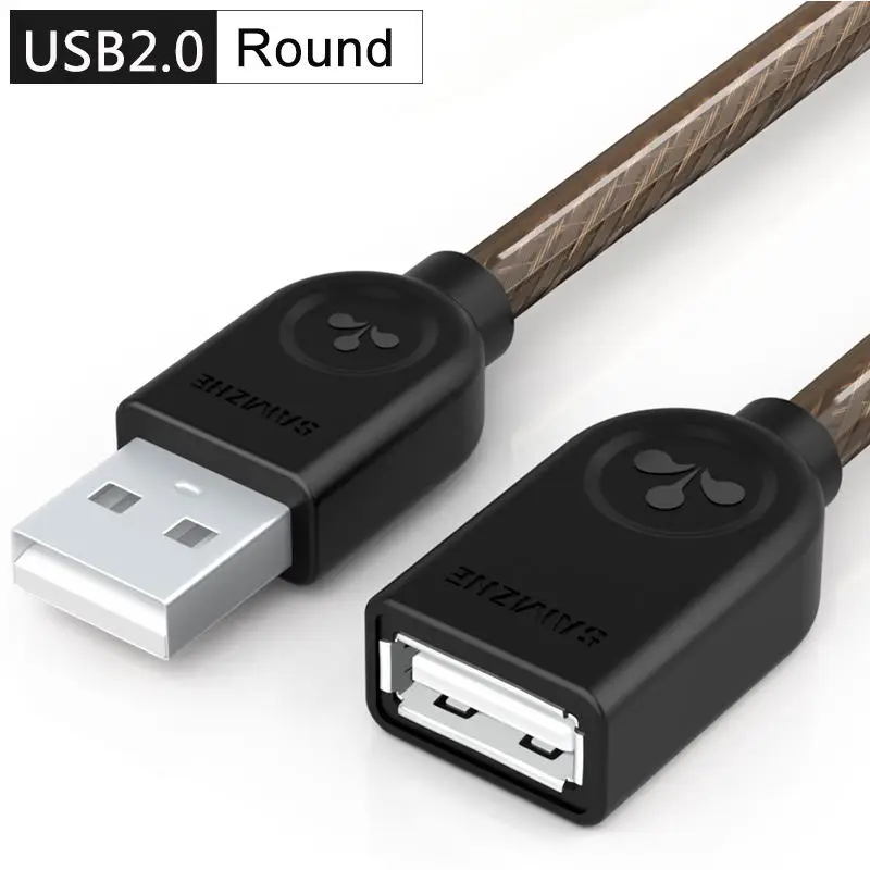 SAMZHE, USB 2,0, кабель-удлинитель для передачи данных «Папа-мама», 1 м/1,5 м/2 м/3 м, для зарядки телефона, компьютера, USB расширение - Цвет: Черный