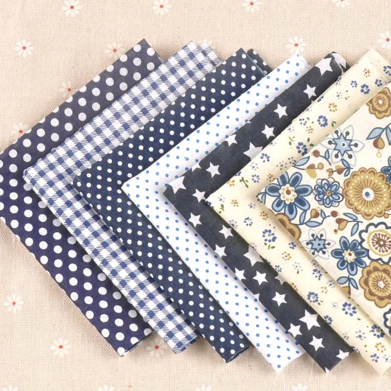 7Pcs/set Dark Blue Home Cotton For Fabric Decor Needlework Accessories Patchwork Telas Sewing