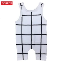 COSPOT Bébé Garçons Sans Manches Barboteuse Infantile Genou Longueur Salopette Nouveau-Né Pyjamas Garçon D’été À Carreaux Jumper 2017 Nouvelle Arrivée 40D