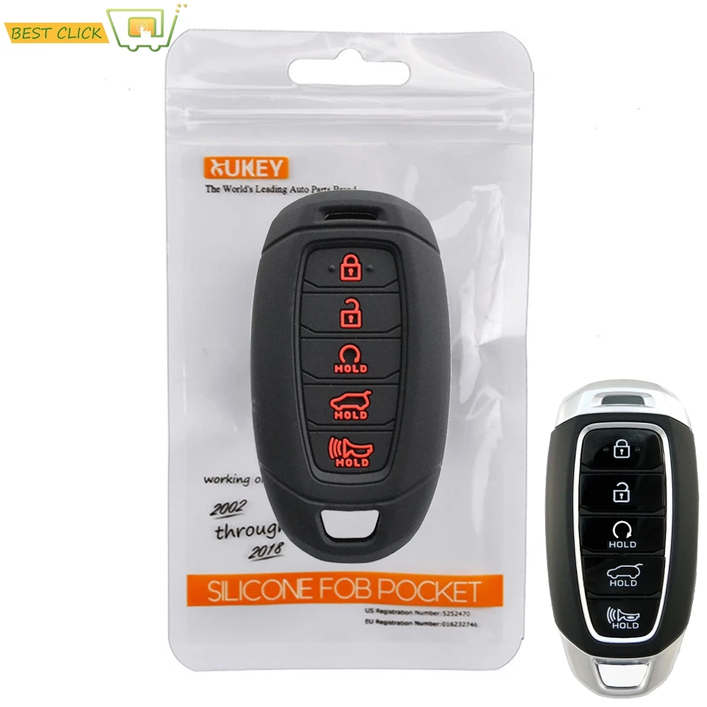 

5 Buttons Silicone Car Key Case For Hyundai Kona Veloster i30 Ix35 Solaris Azera Elantra Grandeur Ig Accent Santa Fe 2018 2019