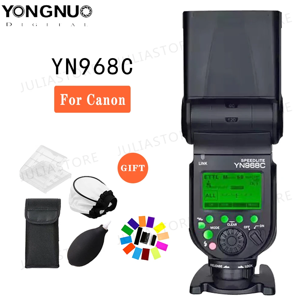 

YONGNUO YN968C Wireless TTL Flash Speedlite for Canon DSLR Cameras 1/8000s HSS Built-in LED Light Compatible with YN622C YN560