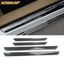 AOSRRUN Carbon Fiber Style Scuff Plate Door Sill Car Accessories For Peugeot 206 208 207 308