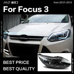 АКД автомобильный Стайлинг для Ford Focus фары 2012-2014 фокус светодио дный фары DRL Hid фара ангел глаз би ксенон луч аксессуары