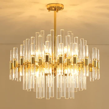 

luxury design LED chandelier modern lighting AC110V 220V lustre plafonnier gold foyer lights