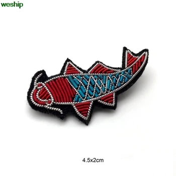 

DIY New High quality 3D Hand embroidered badges carp/fish Armband applique for Coat Trousers Bag Brooch