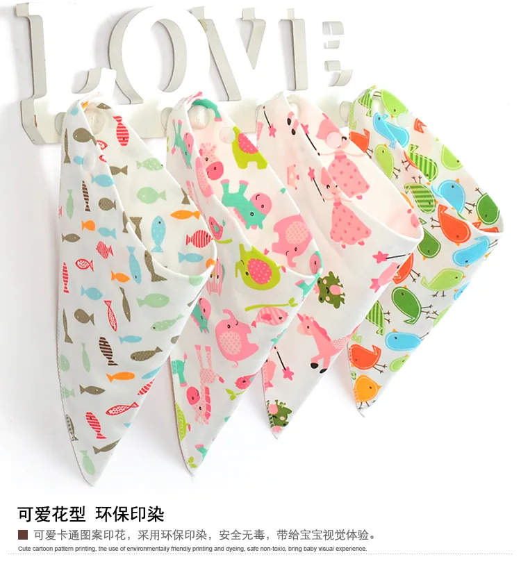 10pc/Lot 100% Cotton Triangle Head Scarf Boy Kerchief Girl Babador Bandana Dribble Bib Baby Silicone Anti-lost Chain Strap Adjustable 