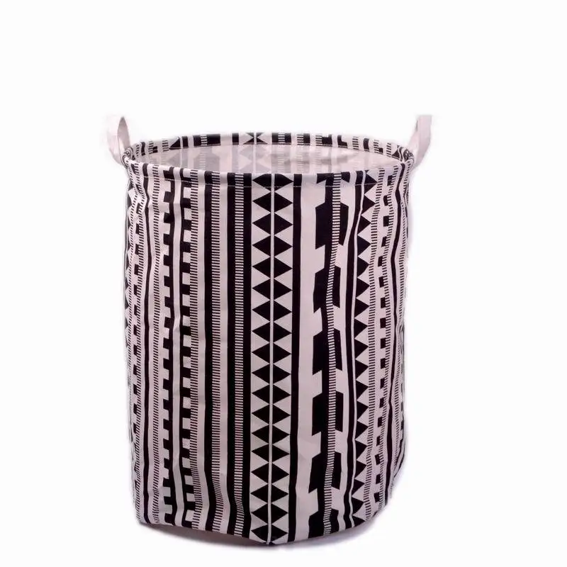 Tamaño grande blanco / negro diseño cesto de la ropa con algodón maneja