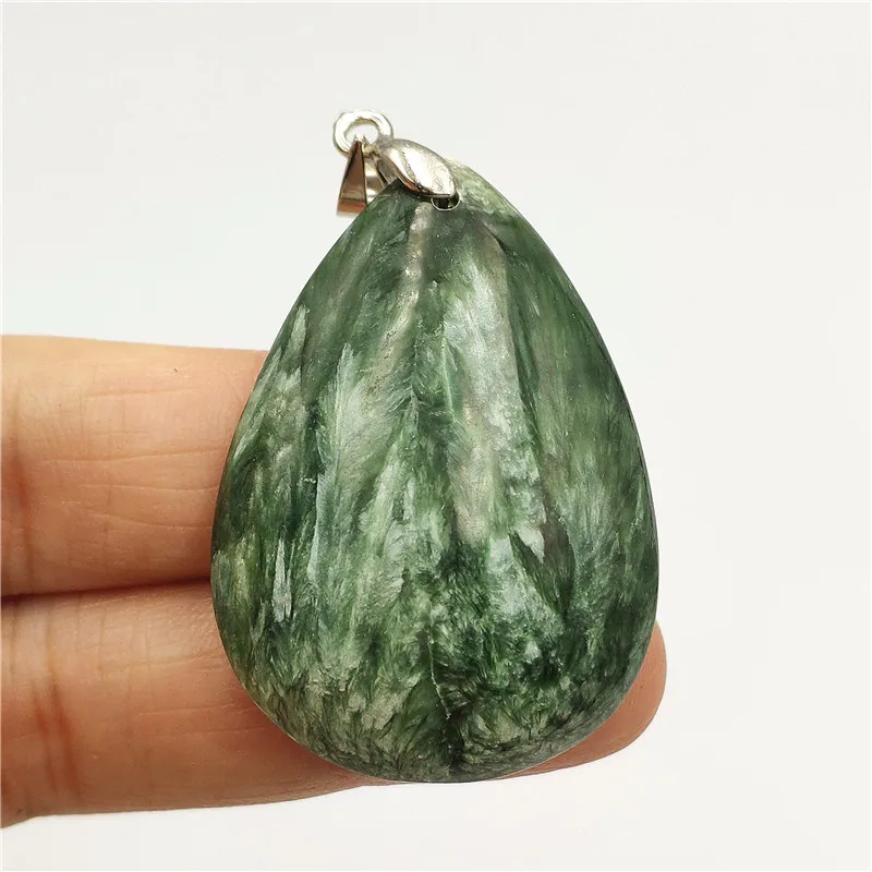 

Natural Green Seraphinite Pendant 41x29x9mm Fashion Lady Woman Female Gift Jewelry Water Shape Gemstone Necklace Pendants AAAAA