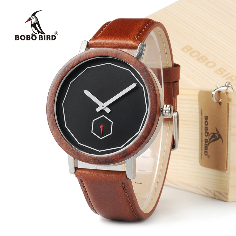 BOBO BIRD M28 Rose Sandalwood With Metal Analog Quartz Watch For Men Luxury Brand reloj hombre 2017 As Gift