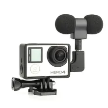 Gopro Accesorio Profesional Mini Micrófono Estéreo + Caso Del Marco Estándar USB a 3.5mm adaptador de micrófono de cable para gopro hero 4 3 + 3