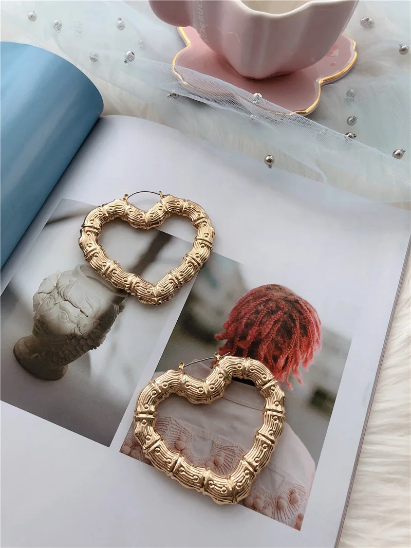 Простые Романтические серьги-кольца с гиперболой в форме сердца, золотые украшения для женщин, геометрические подарки, высокое качество