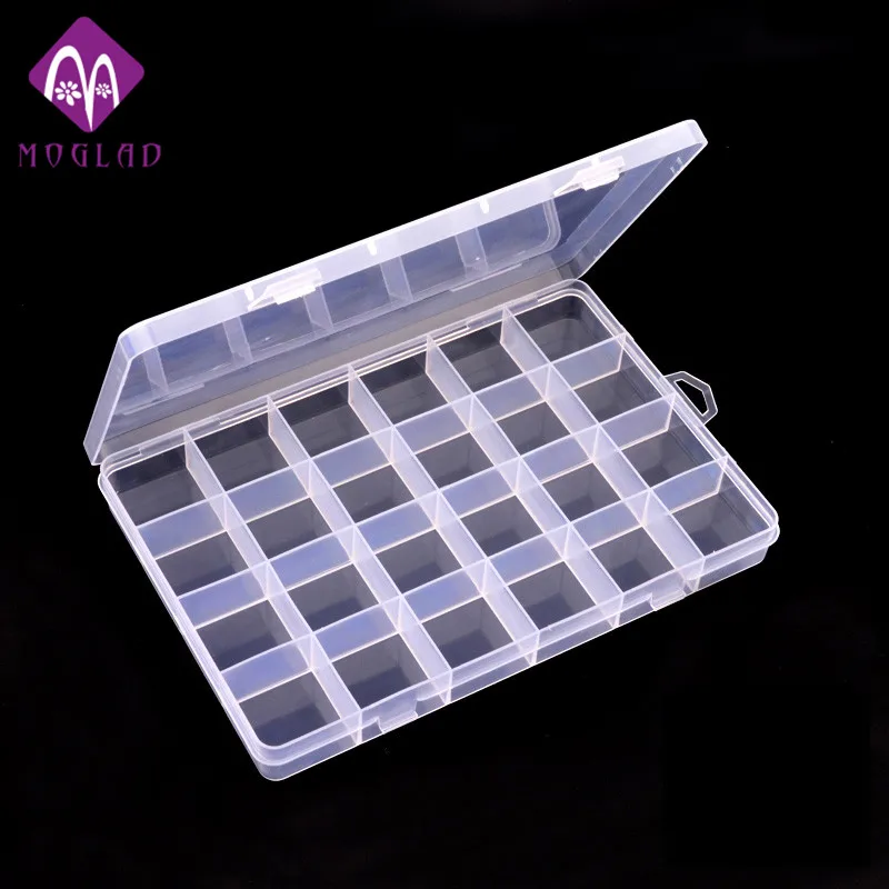 

1pcs 24 Slots Transparent Plastic Storage Box Organizer Case Nail Art Gems Jewelry Beads Decoration Container