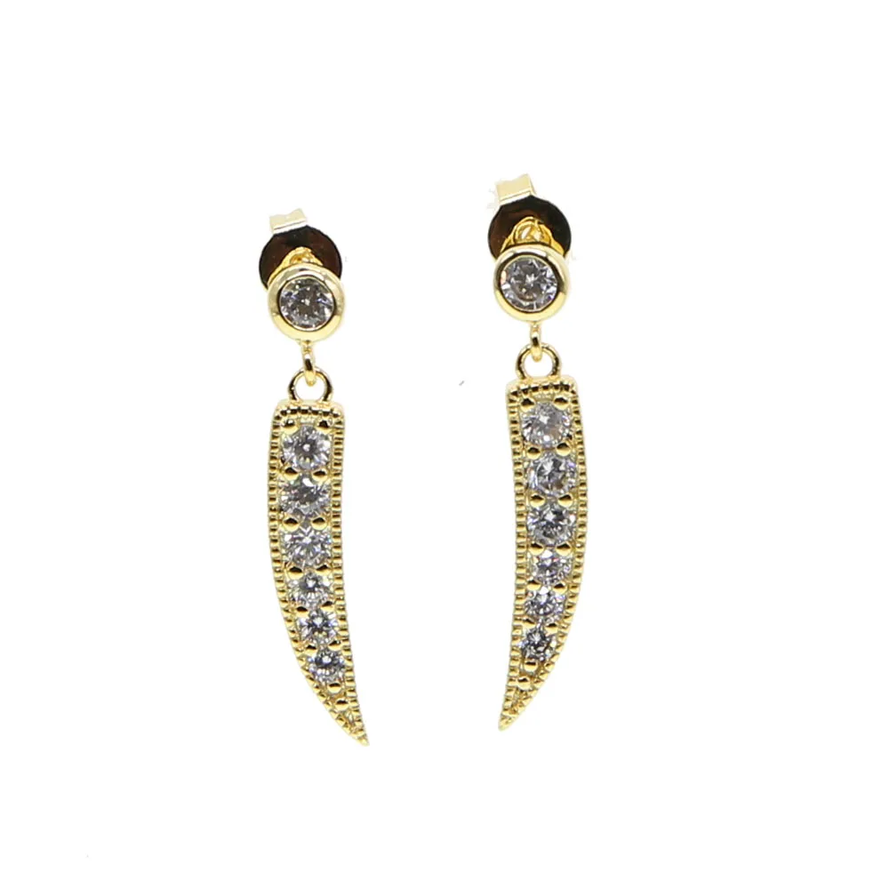 

cute cz horn charm geometric simple fashion charm earring