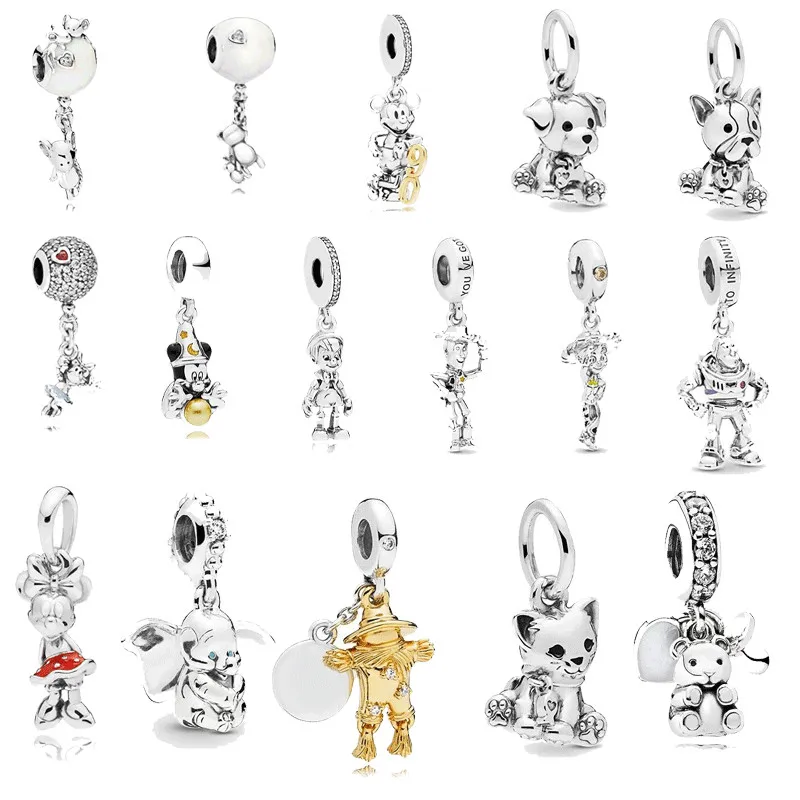 

JEM 100% 925 sterling silver jewelry with 1:1 Pandora bracelet original simple cartoon character DIY beads valentine's day gift