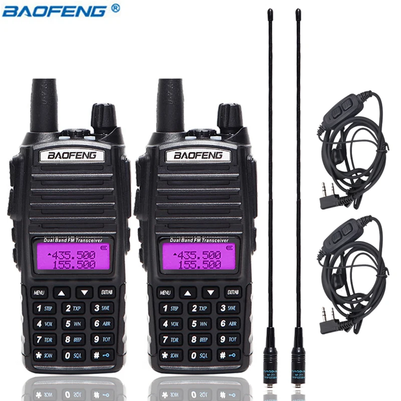 2 шт. BaoFeng UV-82 5 Вт Двухдиапазонная рация VHF/UHF двухстороннее радио двойной PTT портативное радио Любительское радио+ две NA-771 антенна