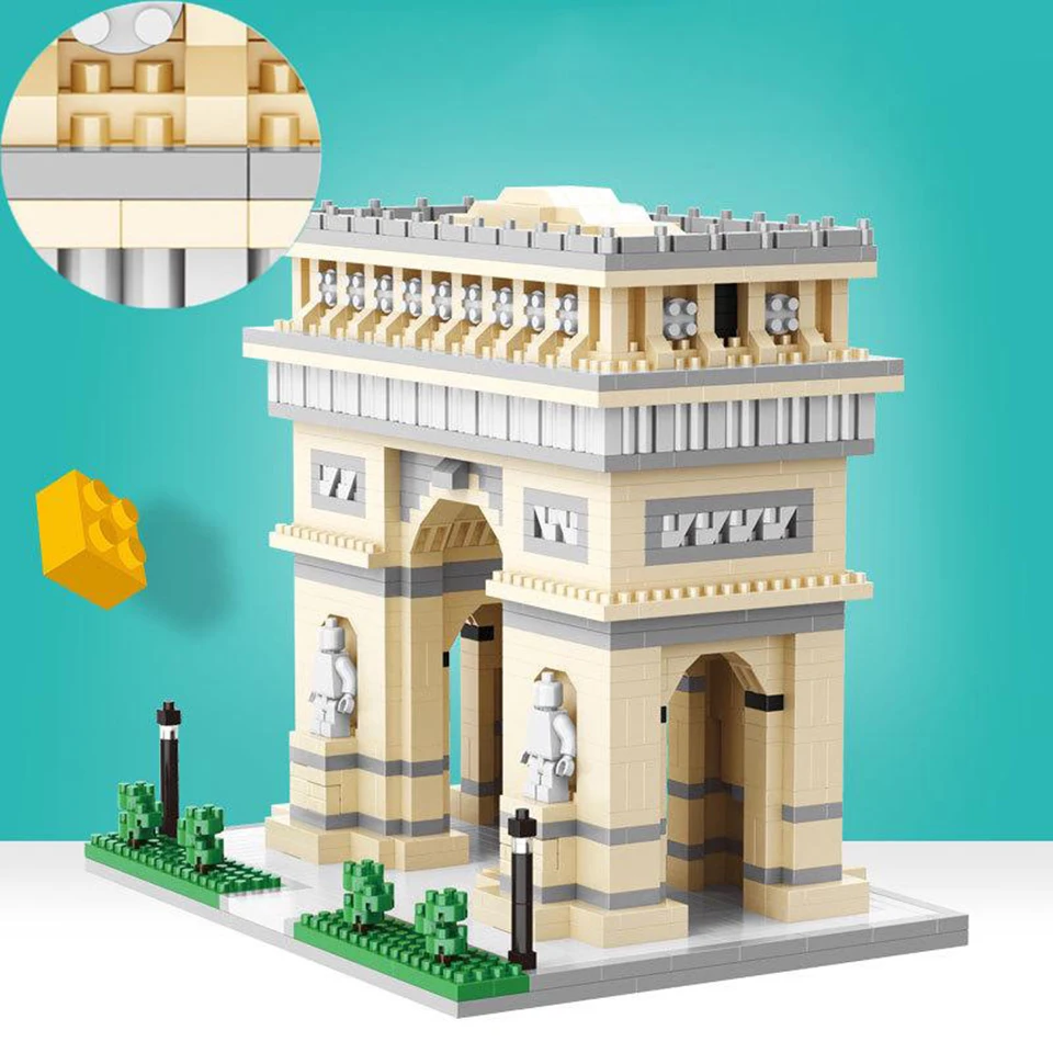 

Mini Blocks Architecture Arc de Triomphe Building Blocks Model World Statue Collection Compatible LegoING City Kid Toys Gifts