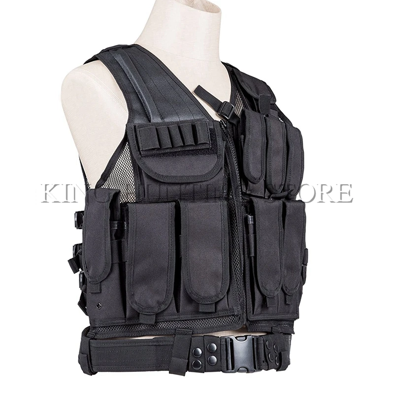 Outdoor Training Vest Airsoft Tactical Mesh Designed With Holster Vest