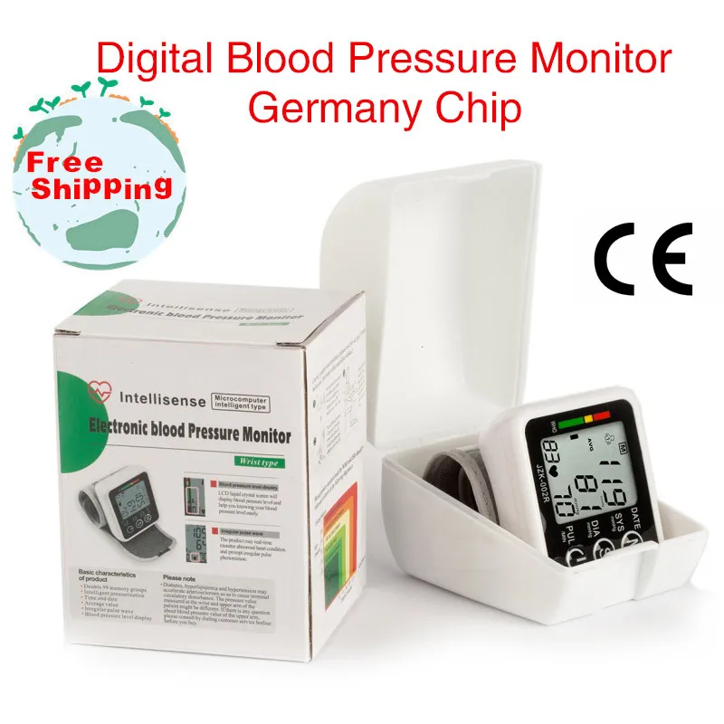 

Health Care Germany Chip Automatic Wrist Portable Digital Blood Pressure Monitor Tonometer Meter for Measuring Pulse Rate