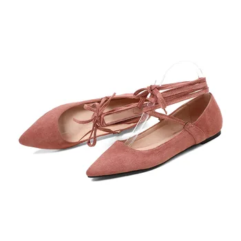 

Spring 2018 single shoes new cross strap suede point 32, 18310-44 female shoes