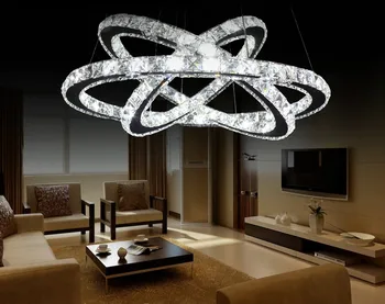 

Simplified modern round LEDcrystal stainless steel carving living room dining room Chandelier