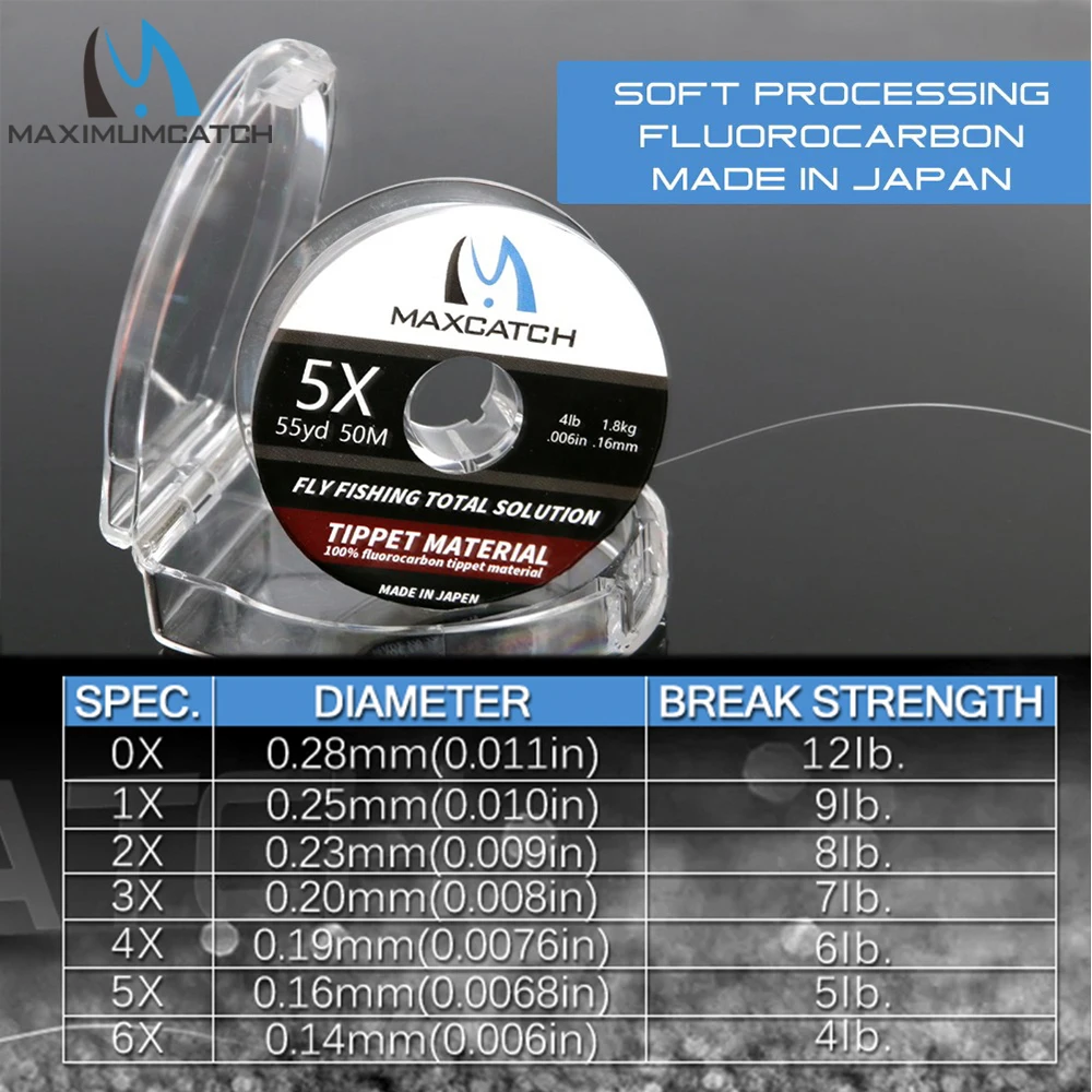 Maximumcatc 100% Pure Fluorocarbon Tippet Fishing Line 4-12LB Test Carbon Fiber Leader Fly Line Fast Sinking 25/50M Maximumcatc 100% Pure Fluorocarbon Tippet Fishing Line 4-12LB Test Carbon Fiber Leader Fly Line Fast Sinking 25/50M