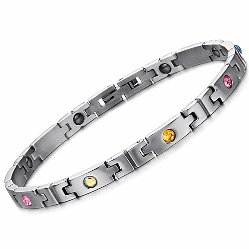 Never Darken Stainless Titanium Steel Jewelry Health Care Bracelet For Women Colored