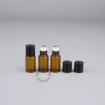 

100pcs 3ml/3cc Glass Roll-on Bottles Amber Roll On Roller Bottles for Essential Oil Perfume Deodorant Containers with Screw Cap