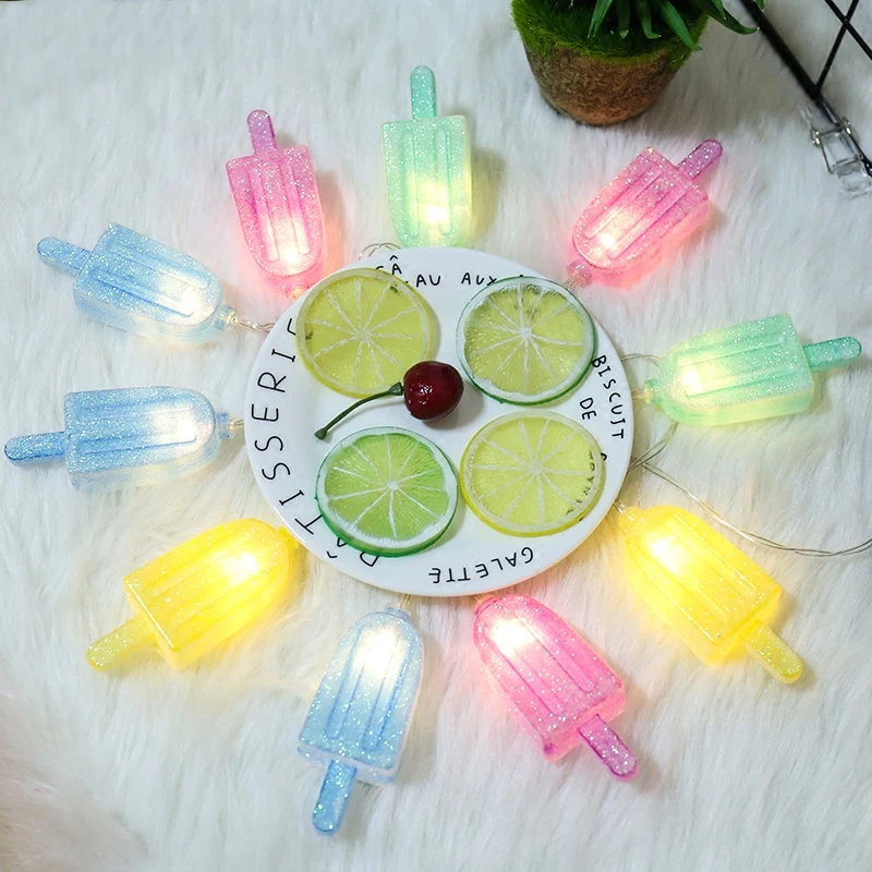 

20Led Fairy Colorful Ice Cream Battery Operated String Lights Luminaria 3m LED Decor For Christmas Garland On The Window abajur