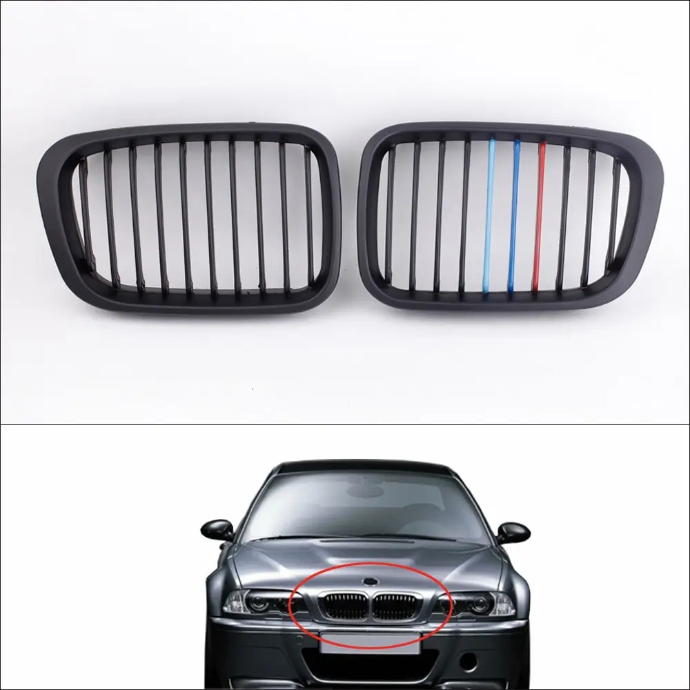 2Pcs Matte Black M-color Front Grille for BMW E46 3 Series 4 Door 1998-2001 | Автомобили и мотоциклы